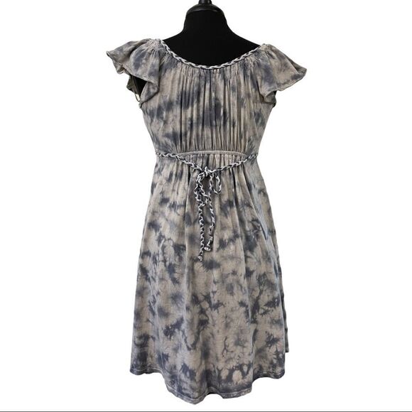 RXB Gray Flutter Sleeve Tie Dye Mini Dress Sz S - Picture 7 of 12
